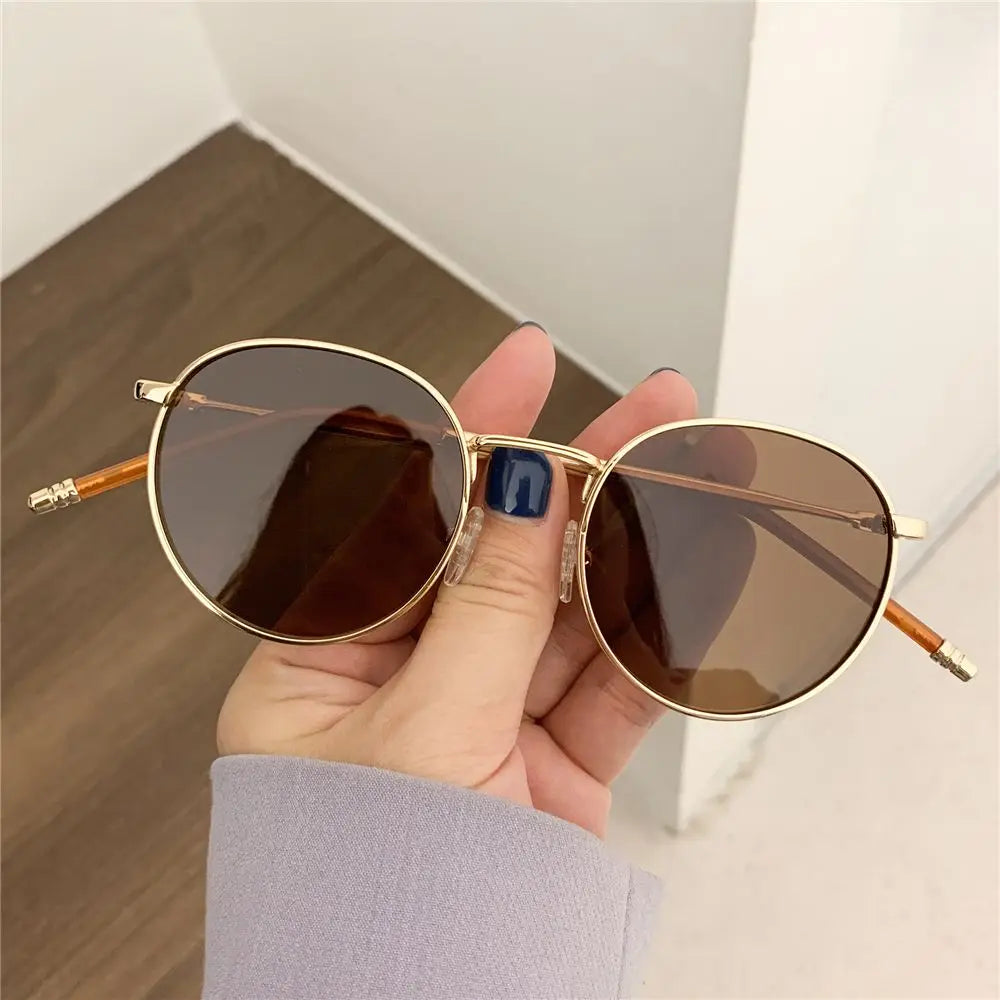 1PC Retro Vintage Round Sunglasses Luxury Metal Frame Fashion Outdoor UV400 Protection Glasses Men Women Driving Fishing Eyewear