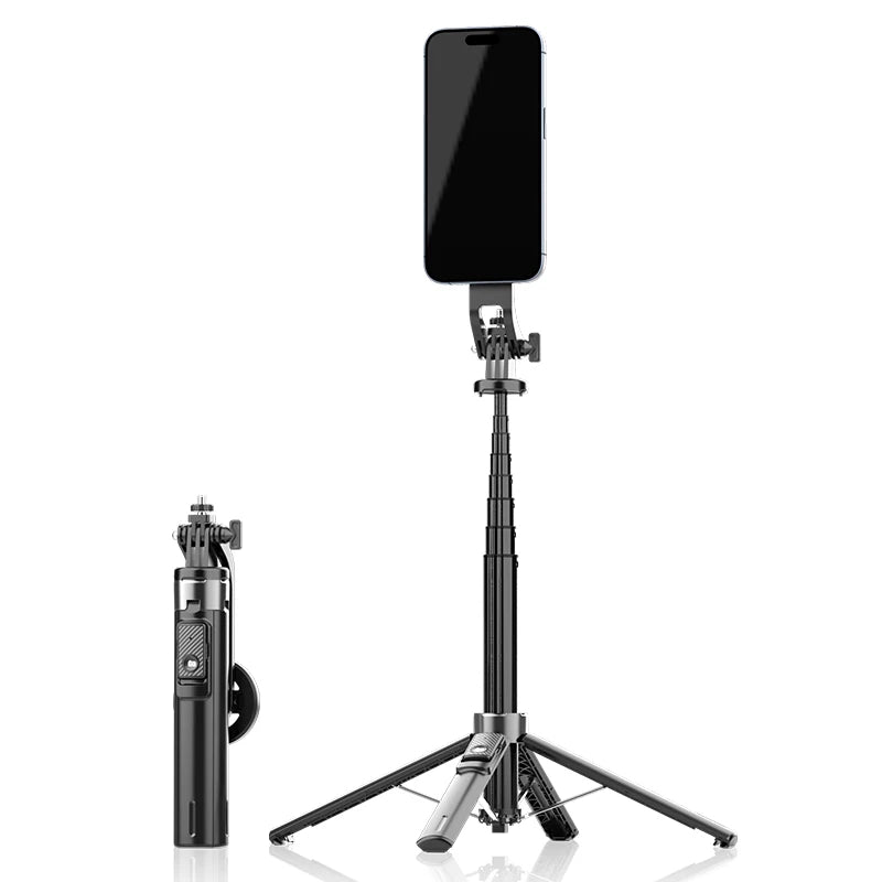 Magnetic Phone Handheld Selfie Stick, Extendable Length, Built-in Tripod, Wireless Shutter, Dual-Axis Adjustment, Compatible Wit