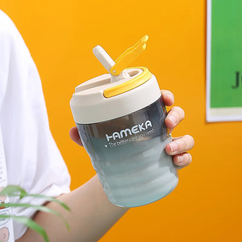 Aesthetic Straw Tumbler for Girls - 500ml Large Capacity Travel Cup for Coffee/Milk Tea, Summer Portable Water Bottle