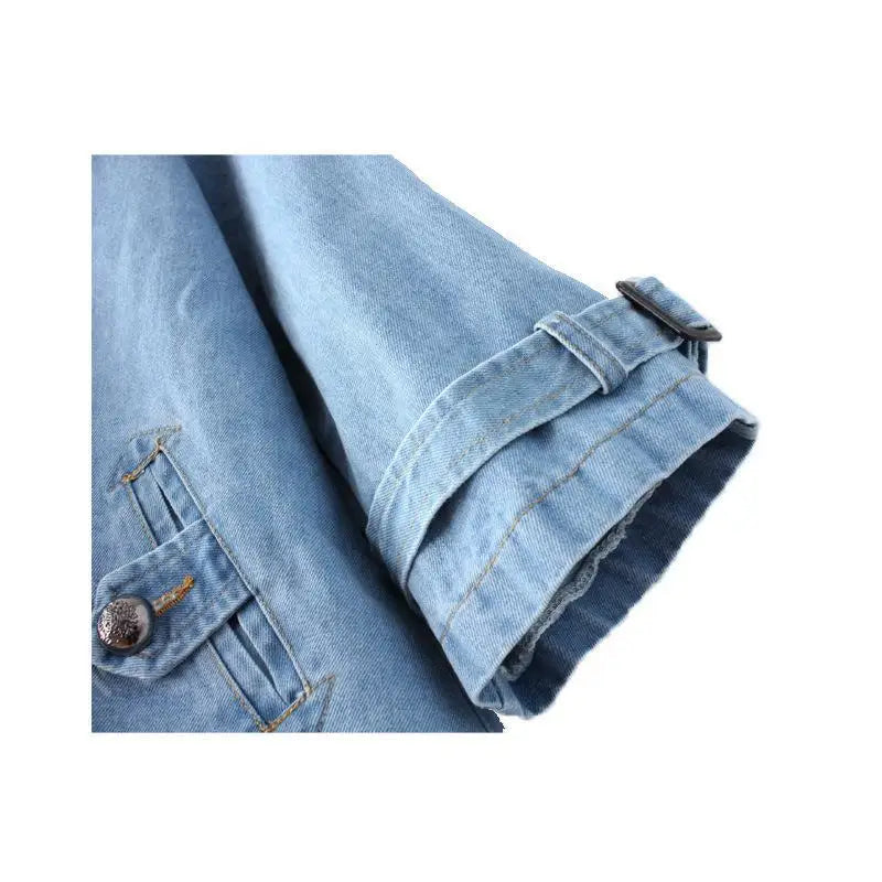 Denim Cape Coat Female Jacket Double Breasted Jackets Women Office Lady Windbreaker Denim Basic Coats Autumn Overcoat