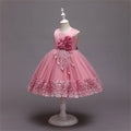 Yellow Lace Flower Girl Dress Bows Children's First Communion Dress Girls Sleeveless Princess Dresses