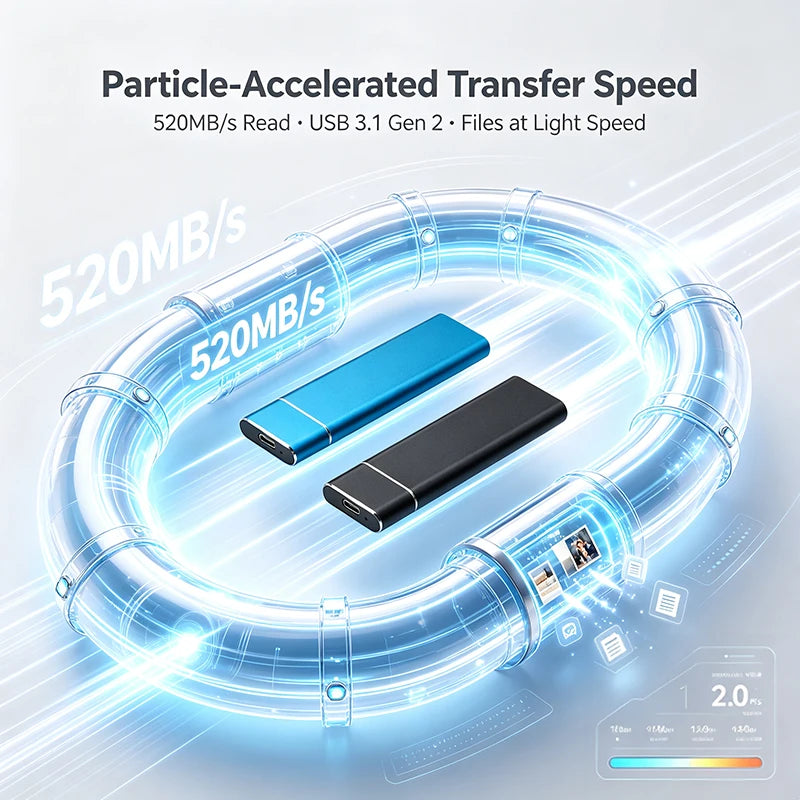 High Speed 520MB/s  Portable SSD USB3.1 Type-C External Solid State Drive for Desktop Laptop MacBook Large Capacity Storage