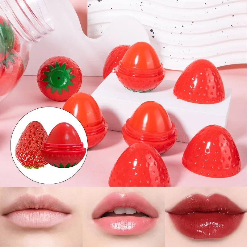1/4Pcs Strawberry Lip Balm Long-Lasting Moisturizing Repair Hydrating Red Lipstick Cute Fruits Repairs Dry Lips Care Cosmetics