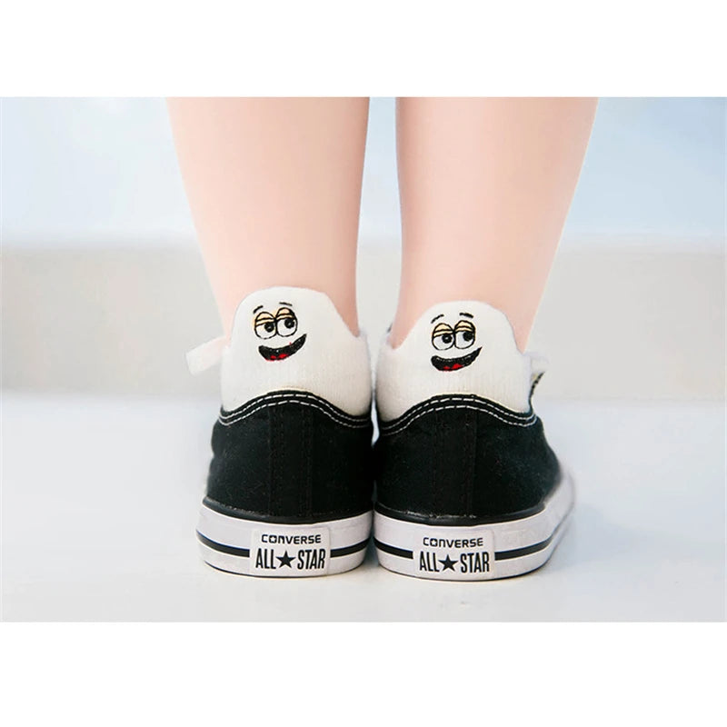 5 Pairs Kids Socks Emoticons Funny Face Pattern Comfortable Breathable Boys Girls Socks