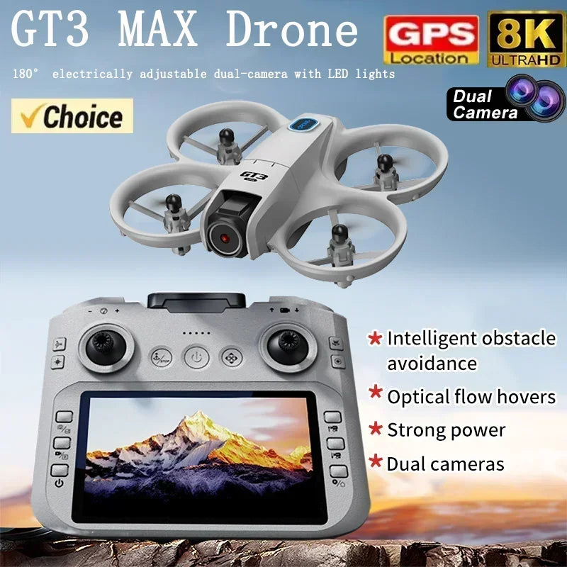 2026 NEW GT3 Mini With LED Foldable Drones GPS 8K HD Dual Camera Brushless Motor Obstacle Avoidance RC FPV Quadcopter Toys Gifts