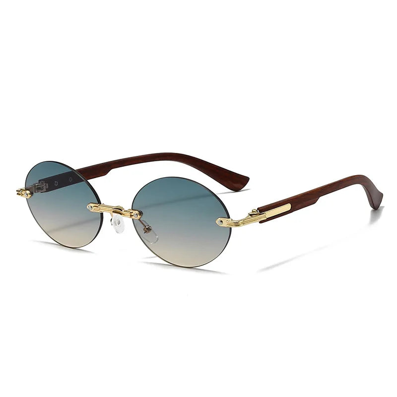 Light Luxury Rimless Oval Personalized Sunglasses High-End Fashion Casual Glasses Suitable For Outdoor Vacation Sun Glasses