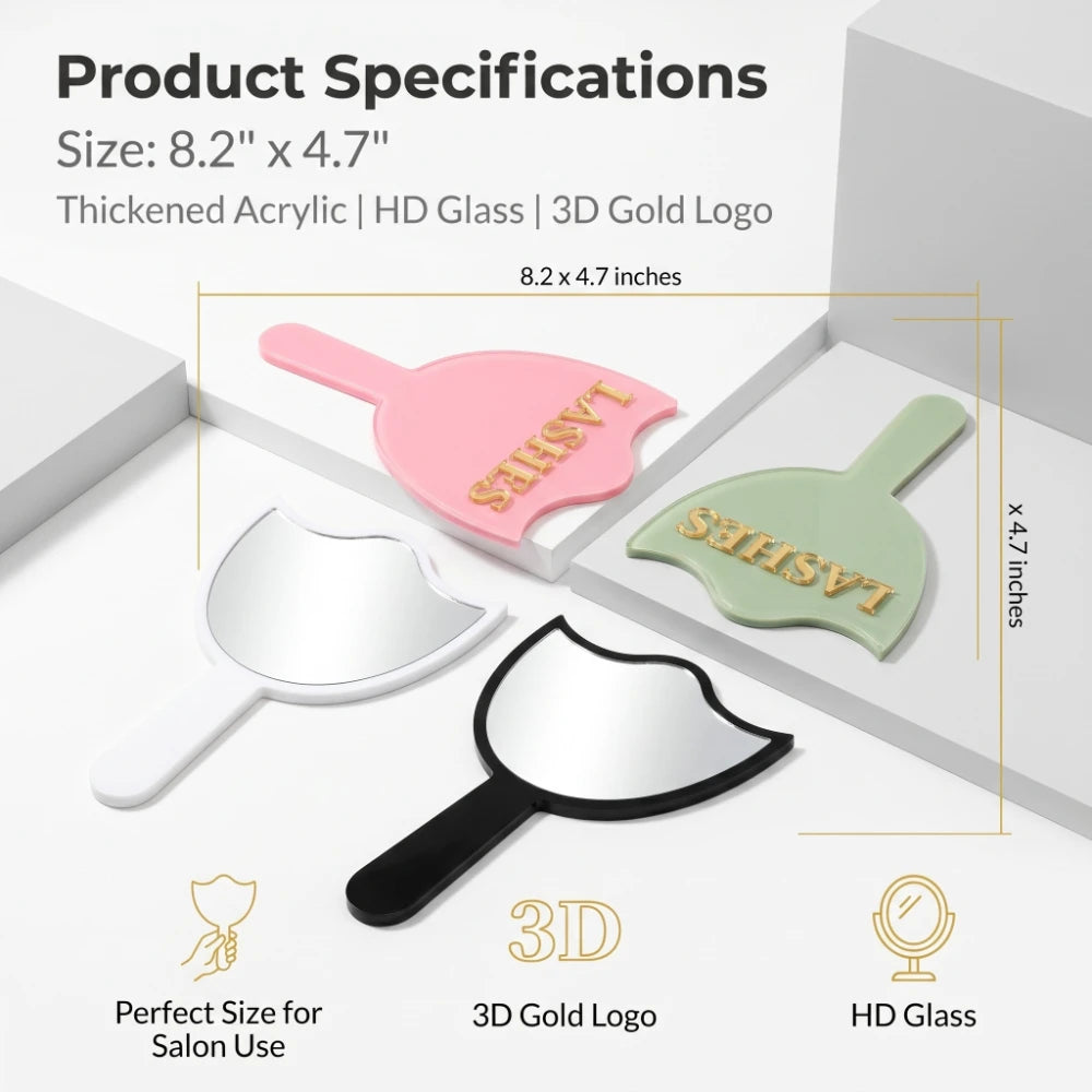 HD Glass Lash Extension Mirror with Handle, Precision Makeup Mirror for Lash Artists & Salon Use, Wholesale