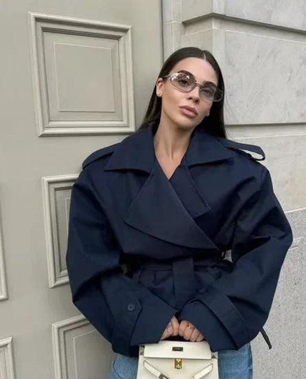 Black Stand Collar Trench Coat Women Casual Long Sleeve Single-breasted Loose Windbreaker Lady Autumn High Street Outwear 2026