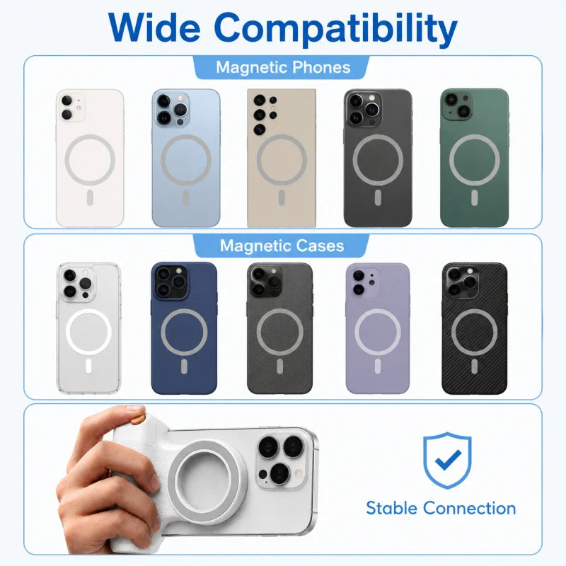 KM06 Magnetic Smartphone Camera Grip, Handheld Anti-Shake Phone Stabilizer with Bluetooth Remote and Zoom Control for Photograph