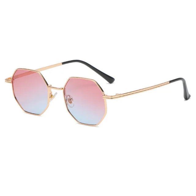 Sunglasses Women UV400 Mirror Lens Vintage Square Metal Alloy Frame Small Polygon Anti Glare for Men Ladies Sun Glasses Fashion
