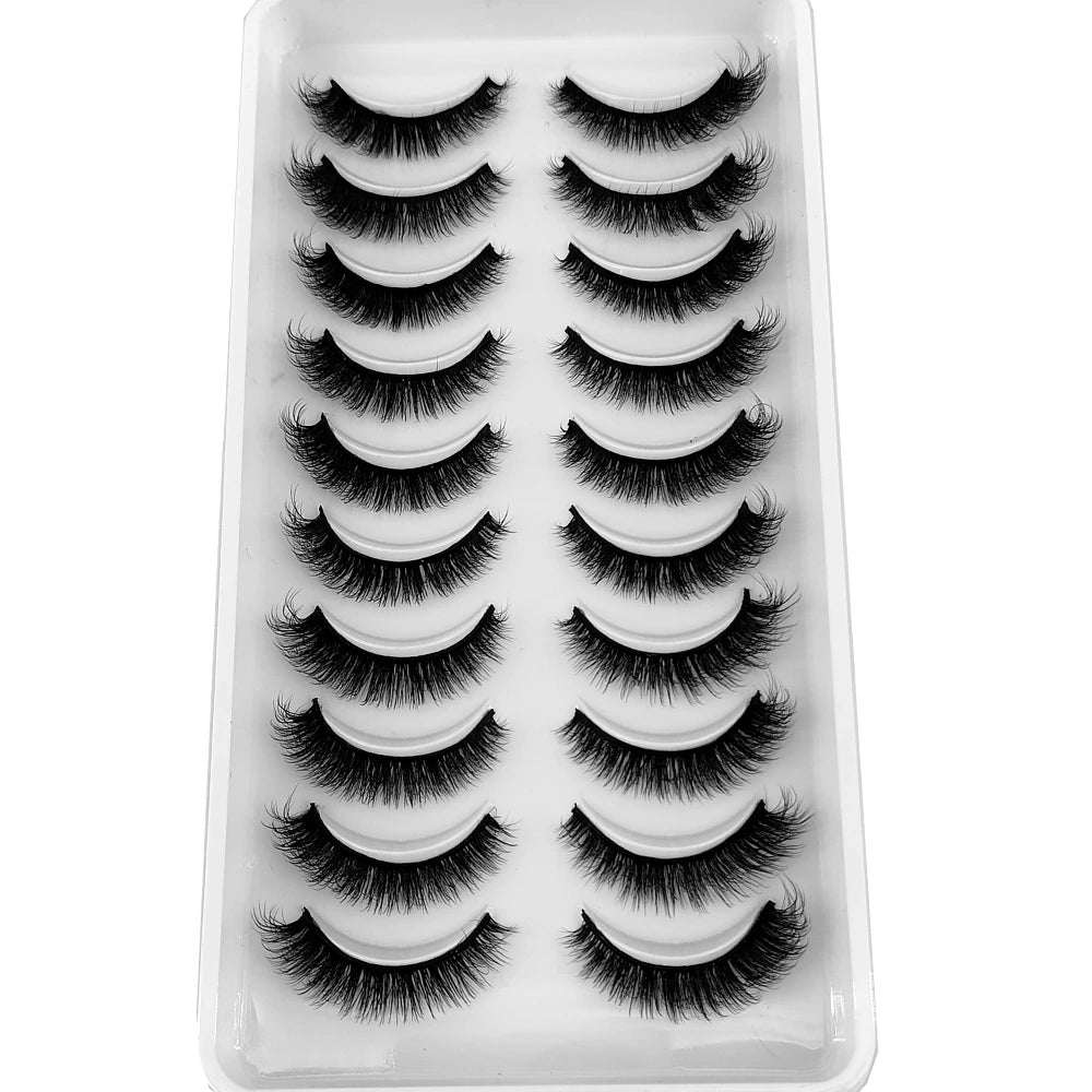 New 10 Pairs 3D Faux Mink Lashes Natural Long Soft Short Lashes Handmade Fake Lashes Makeup Tool Eyelashes Extension Maquiagem