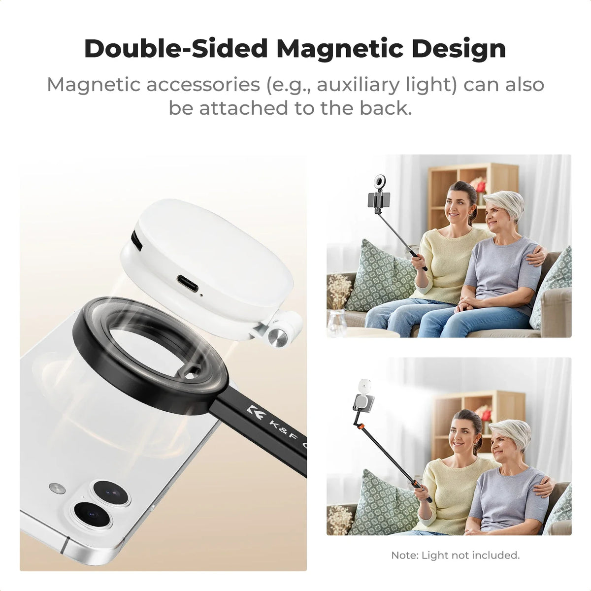 K&F CONCEPT 71 inch Magnetic Selfie Stick Tripod for iPhone 17 16 15 14 Pro Max Portable Extendable Phone Stand Bluetooth Remote