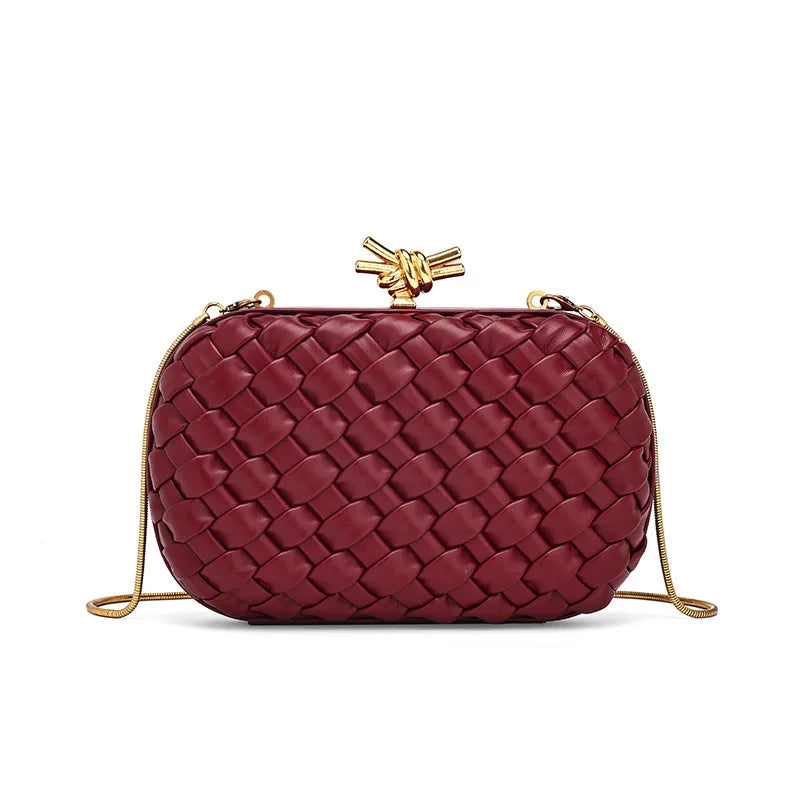 2025 New Fashionable Fresh Sweet Style Metal Chain Weaving Handbag Storage Bag Cross-Border Basket Weaving Chain Bag