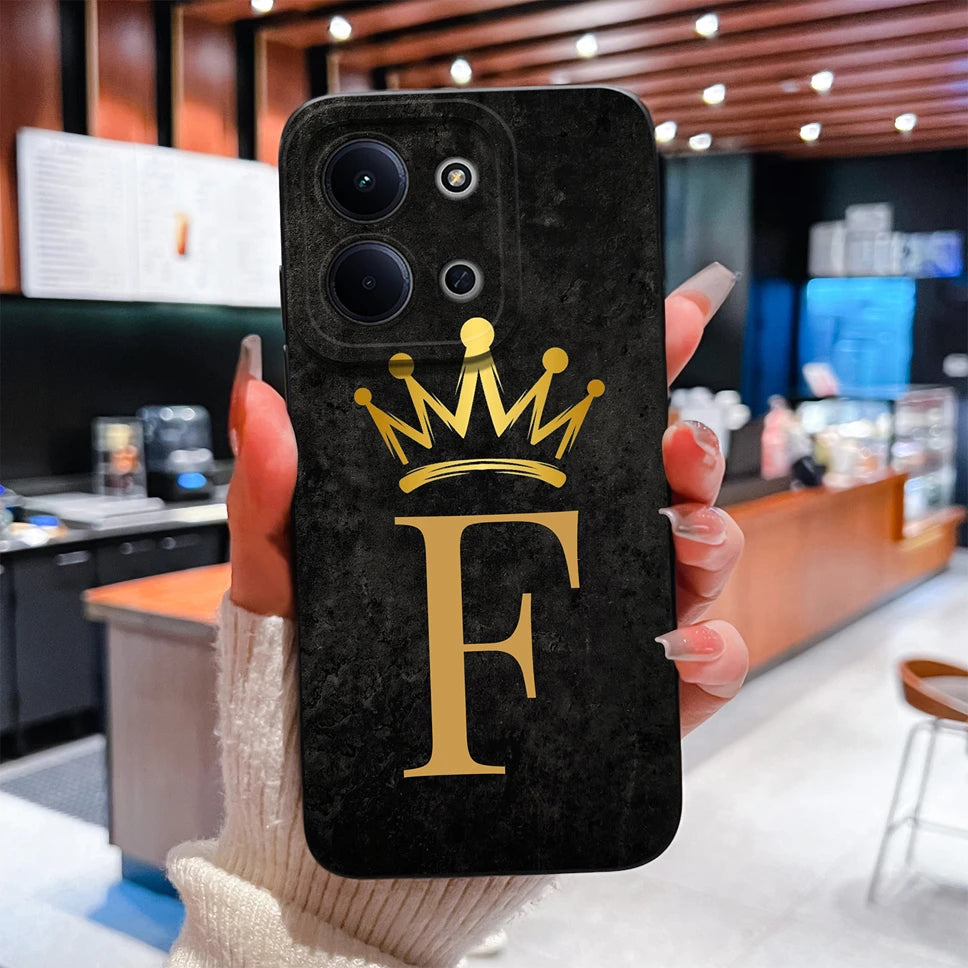 For Redmi 15C 4G 5G Couple Phone Case Fashion Crown Letters Protective Back Cover For Redmi15C Soft Smooth Liquid Silicone Funda