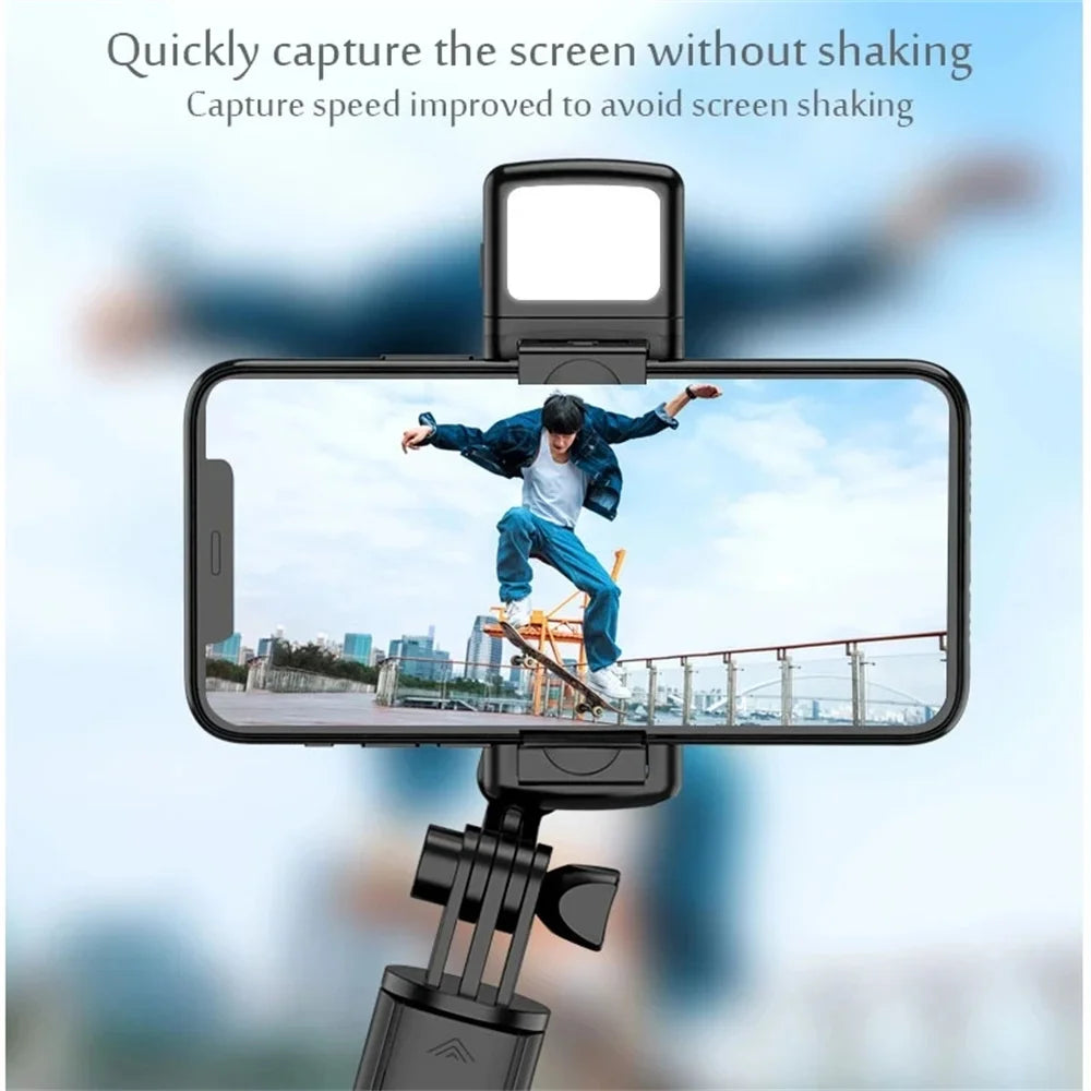 Selfie Stick Tripod Stand with Wireless Bluetooth Remote Extendable Stainless Steel Rod for iPhone Mobile Phones Live Streaming