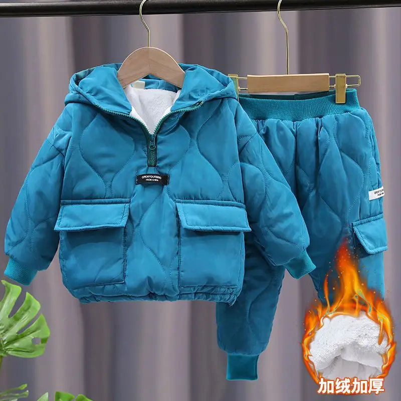 2023 Winter Children Clothing Sets Baby Boy Warm Hooded Down Jackets Pants Clothing Sets Baby Girls Boys Snowsuit Coats Ski Suit
