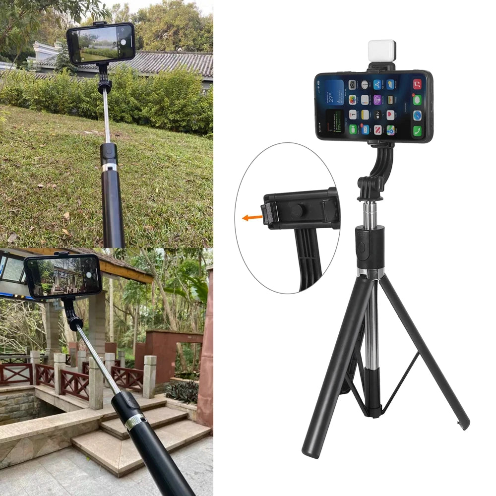 Tripod for Smartphone Camera,Stand with Bluetooth shutter and light,Wireless Selfie Stick brackets with Phone Holder