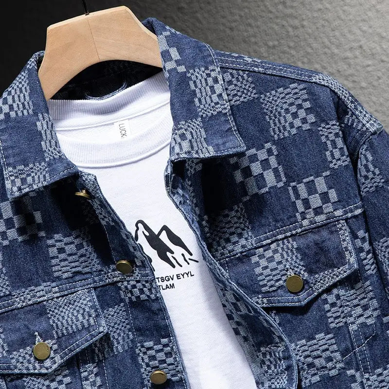 2024 New Arrival Men's Clothing Daily Single Breasted Thick Jackets for Men Casual Autumn Winter Plaid Jacquard Men's Jackets
