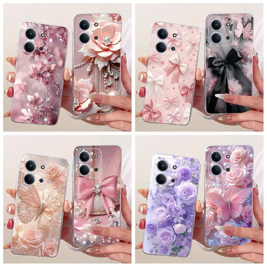 For Xiaomi Redmi 15C 5G 2025 Case Fashion Flower Bow Soft Silicone Clear Back Cover For Xiaomi Poco C85 5G Redmi15C 173MM Bumper