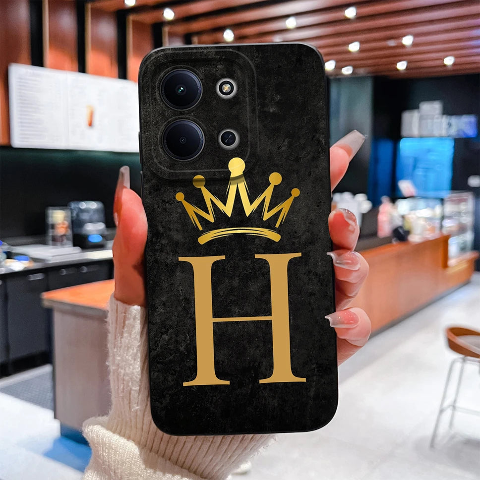 For Redmi 15C 4G 5G Couple Phone Case Fashion Crown Letters Protective Back Cover For Redmi15C Soft Smooth Liquid Silicone Funda