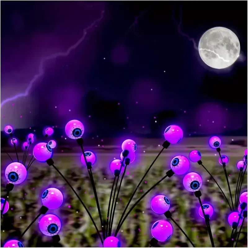 1/2/4pcs Solar Eyeball Lights, 6-Head Outdoor Firefly Lights Halloween Solar Stake Lights Garden,Lawn,Yard,Festival Decor