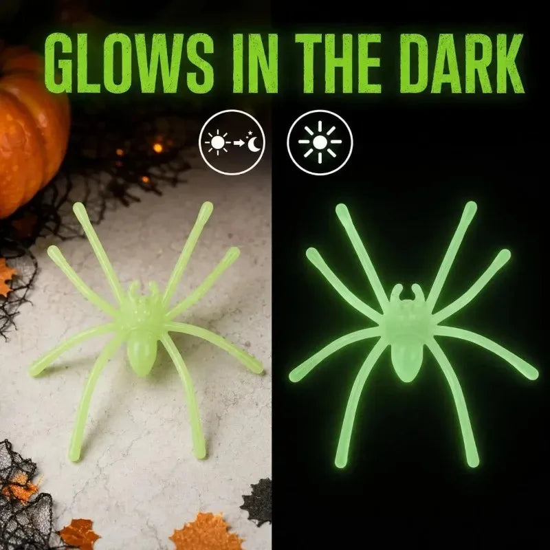 30/300PCS Mini Luminous Spider Glow in The Dark Fake Spiders Plastic Ornament DIY Horror Party Halloween Decoration Supplies