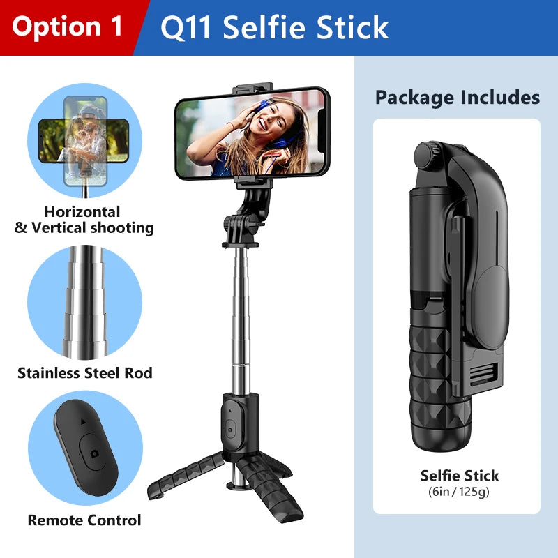 Mini Selfie Stick Foldable Tripod with Bluetooth Wireless Monopod with Remote Shutter For iPhone IOS Xiaomi Android Phone