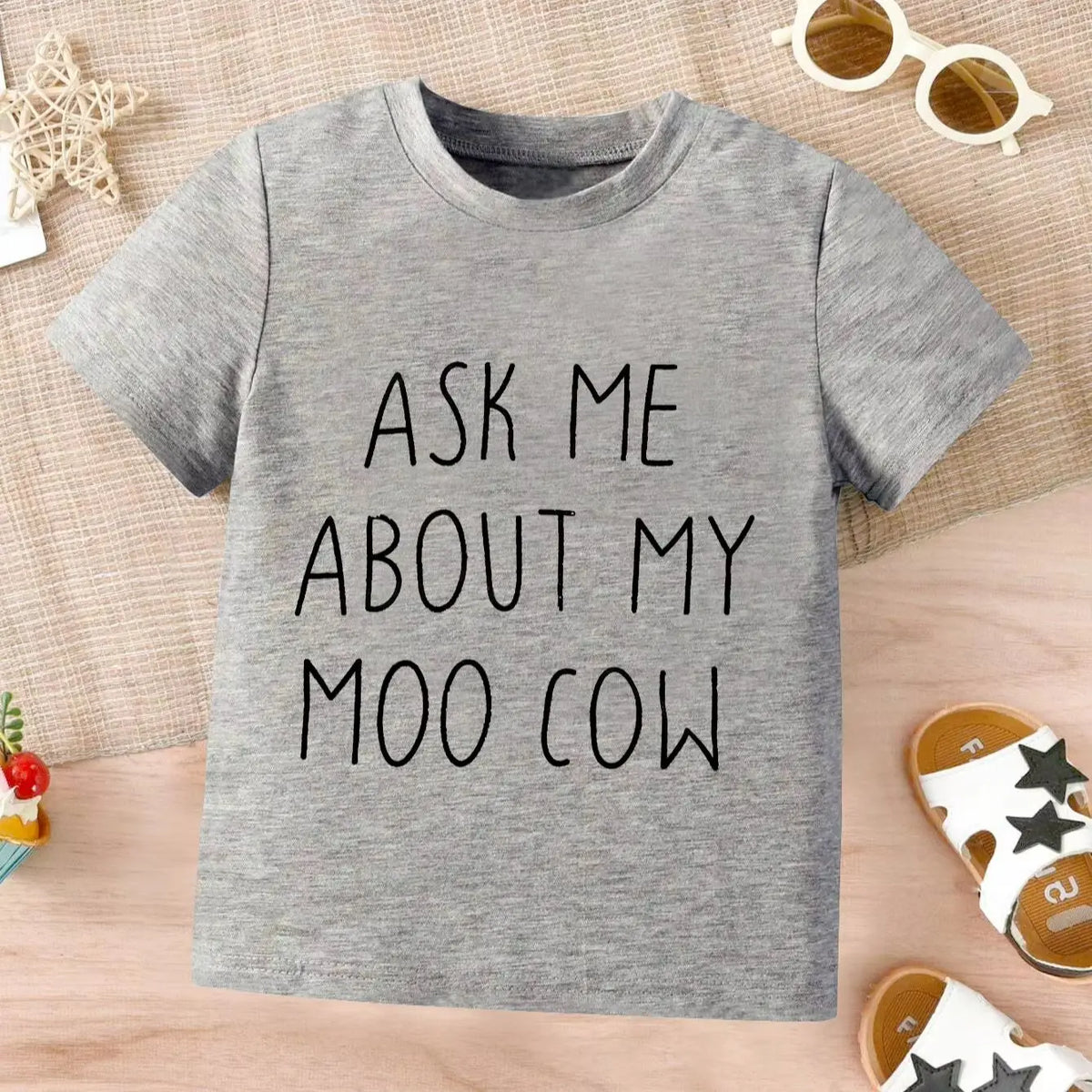 Baby Boy Clothe T-Shirt Ask me About My moo Cow Little Cowboy Cotton Short Sleeve Top Toddler Kid Shirt Summer Dinos Funny Tee