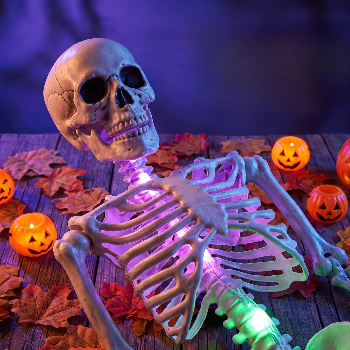 LED Solar Glowing Skeleton Garden Light Waterproof Halloween Outdoor Yard Decoration  Stake Lamp for Lawn Pathway Party