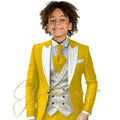 Dark Green Children Formal Wedding Suit Kids Jacket Pants Ivory Vest Photography Dress Flower Boy Birthday Tuxedo Suit