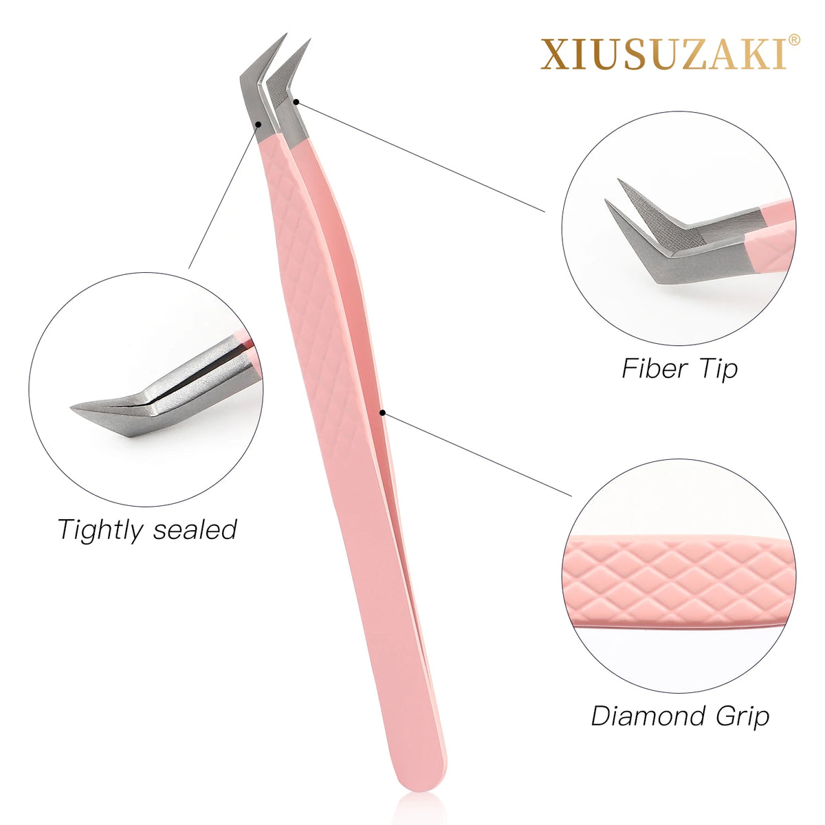XIUSUZAKI High Precision Fiber Tip Tweezers for Eyelash Extensions Mega Volume Mink Lashes False Eyelashes Makeup Tools Supplier