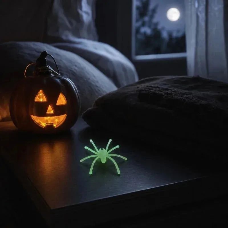 30/300pcs Halloween Luminous Spider Glow in The Dark Realistic Horror Spider Spooky Pranks Haunted House Party DIY Decor Props