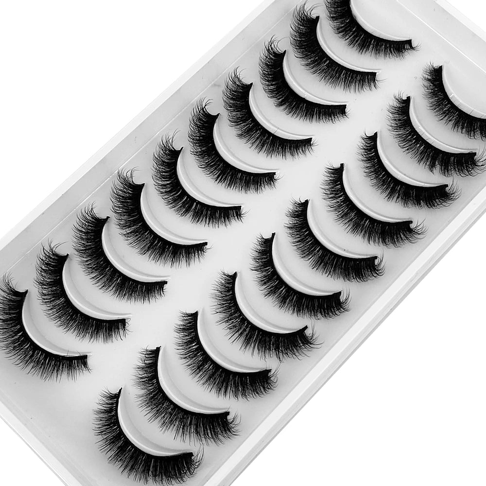 New 10 Pairs 3D Faux Mink Lashes Natural Long Soft Short Lashes Handmade Fake Lashes Makeup Tool Eyelashes Extension Maquiagem