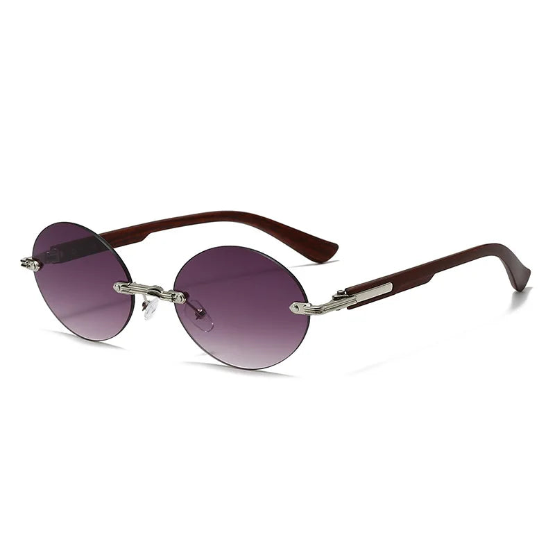 Light Luxury Rimless Oval Personalized Sunglasses High-End Fashion Casual Glasses Suitable For Outdoor Vacation Sun Glasses