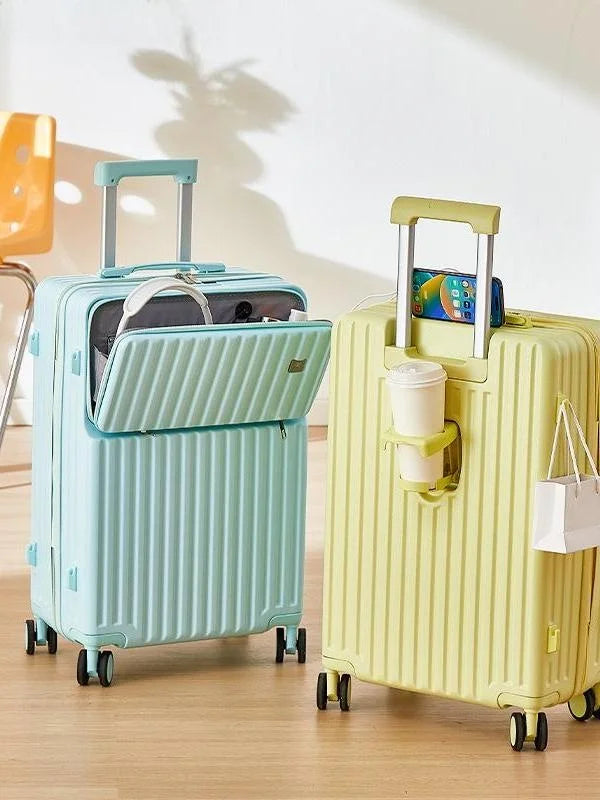 New Multi-Functional Travel Luggage Box with Password Lock 20 Inch Boarding Silent Leather Suitcase 26 Inch Universal Wheel