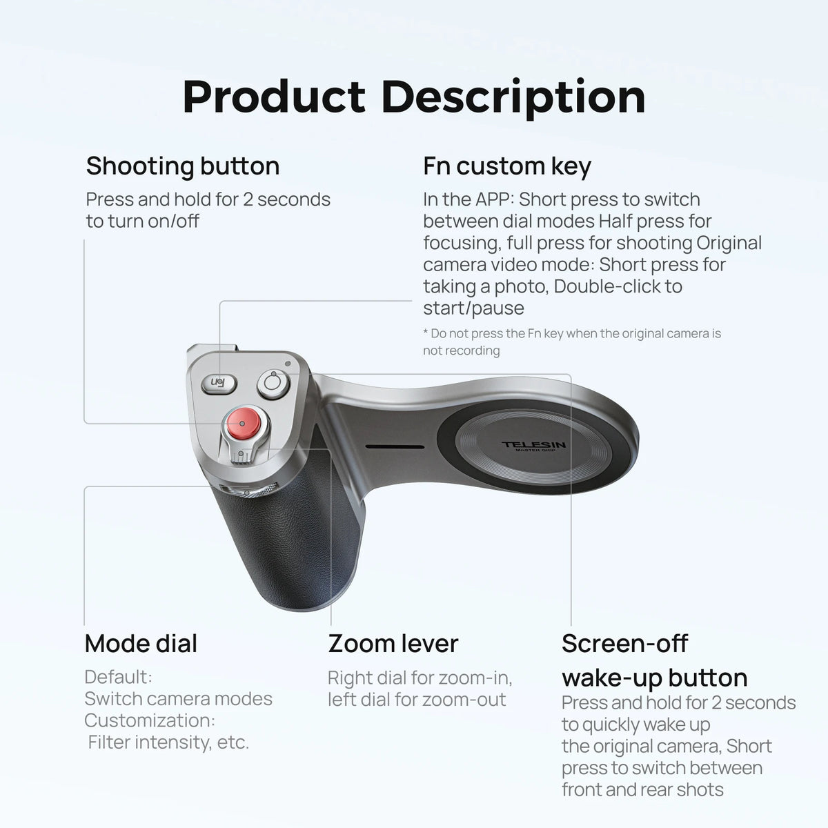 TELESIN Master Magnetic Smart Phone Camera Shoot Hand Grip Holder Shooting Aid Remote Control Handle for Iphone HUAWEI SAMSUNG