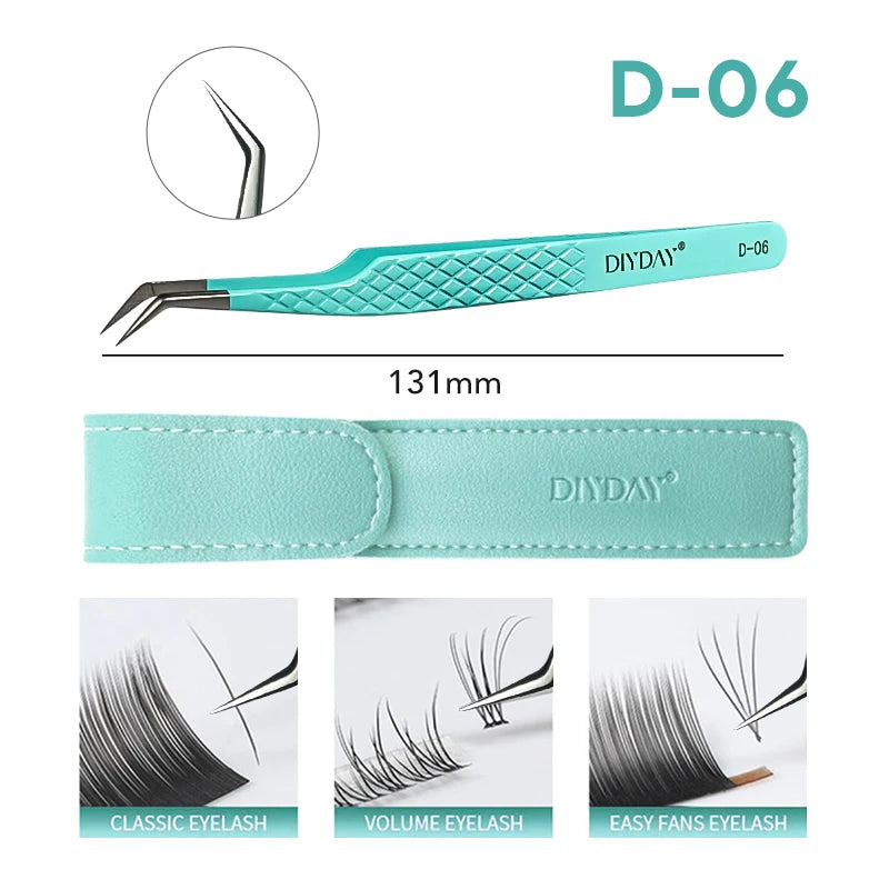 DIYDAY Anti-Slip Tweezers, High-Density Fiber Tip for Eyelash Extensions & Eyebrow, Professional Precision Beauty Tools