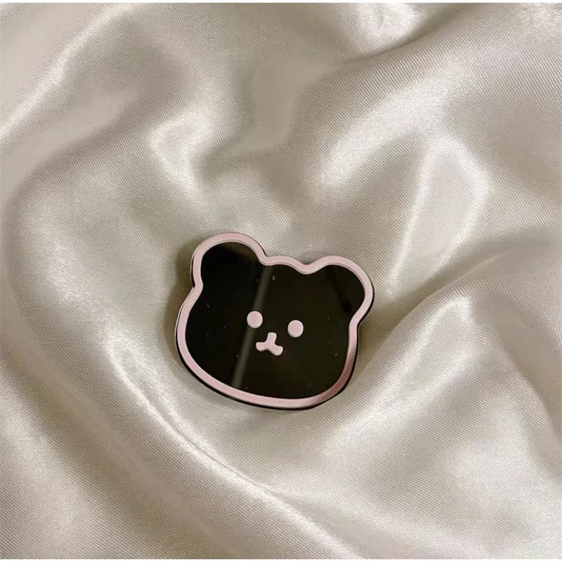 Fashion Love Heart Make Up Mirror Glossy Phone Bracket Tulip Flowers Foldable Phone Holder Cute Bear Universal Stand Holder