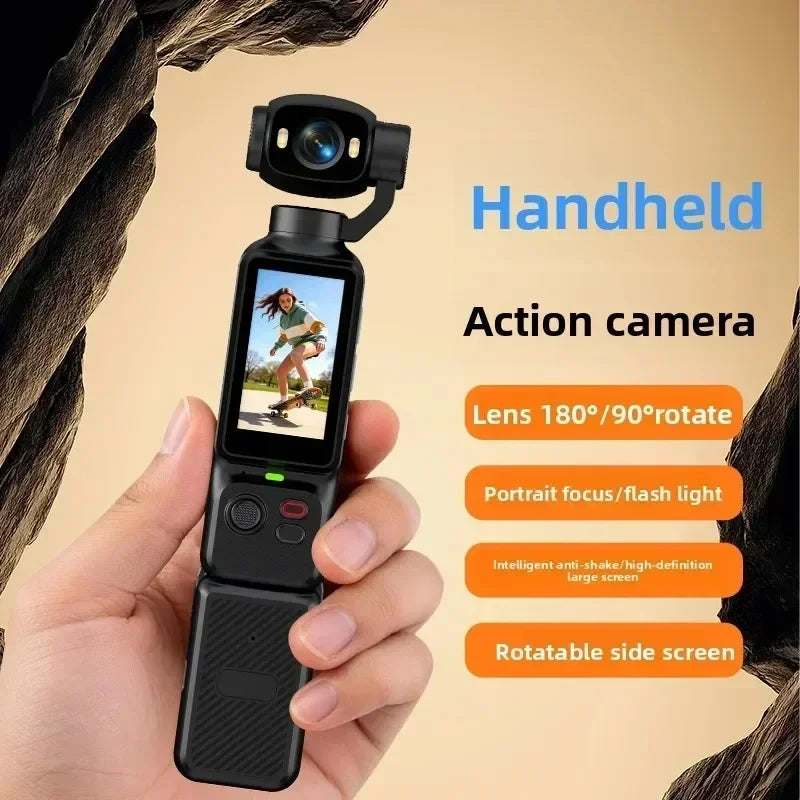 Lenovo 4K Handheld Gimbal Action Camera HD 180° Rotatable Lens Anti-shake Pocket Vlog Camera With Fill Light For Outdoor Sports