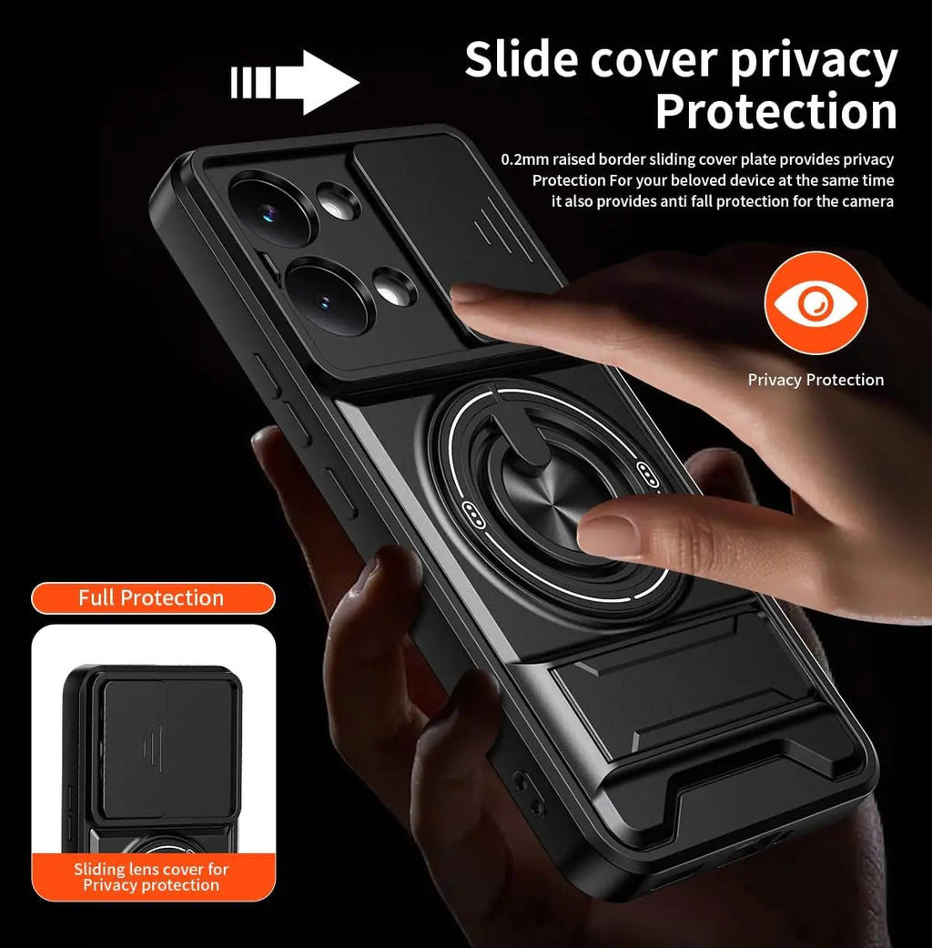 Case For Xiaomi Poco X8 Pro Max  Poco X7 Pro Magnetic Stand Slide Camera Protector Shockproof Armor Hard Kickstand Phone Cover