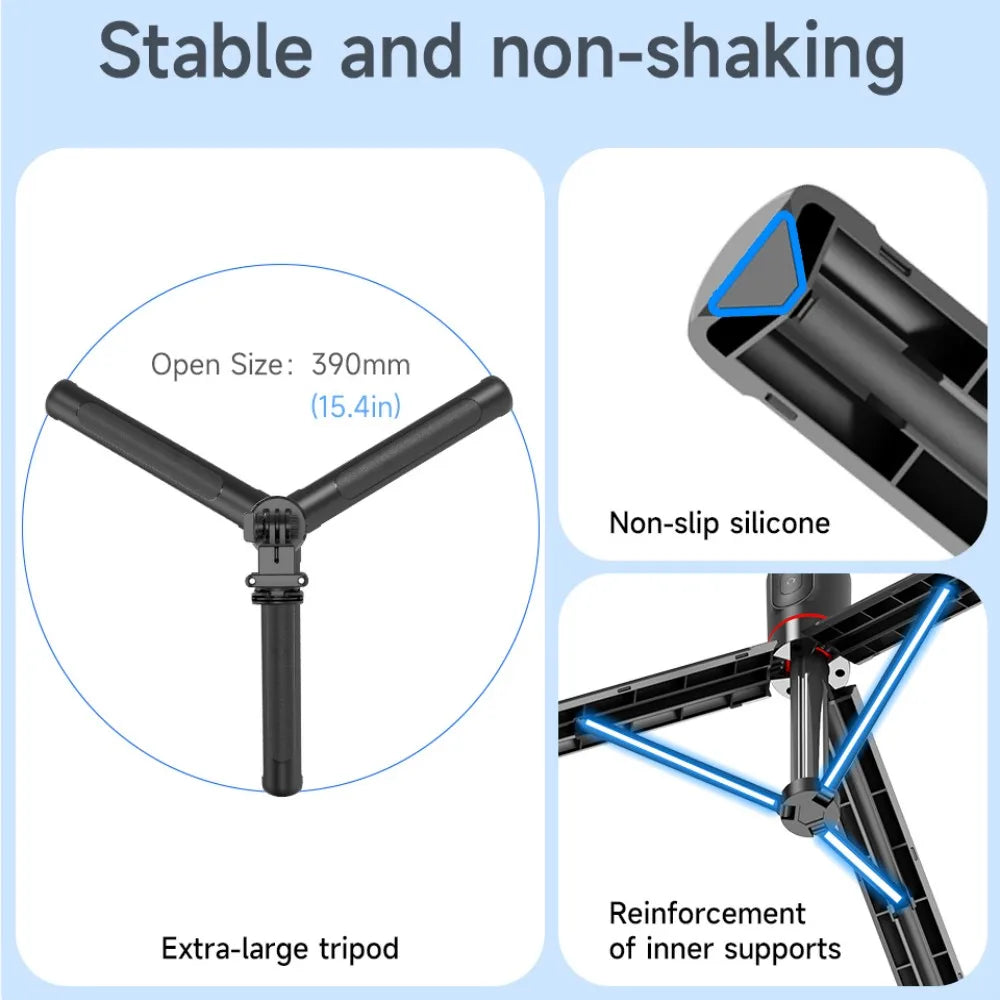 1.7m Selfie Stick Tripod Stand for iPhone Samsung Huawei Cellphone Extendable Phone Tripod with Wireless Remote