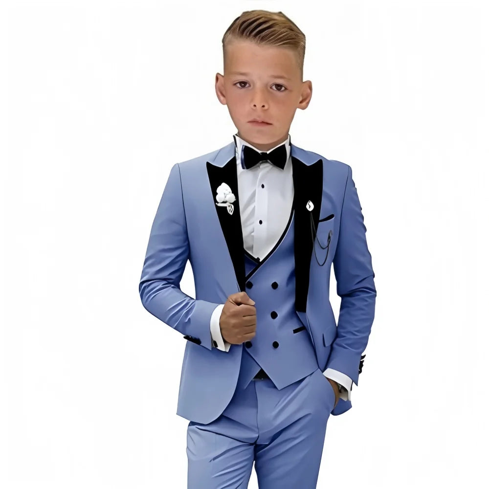 24h Ship Boy's Formal 4-piece Suit Set Including Blazer Vest Pants Bow-tie Smart Kids Tuxedo Suits Dress Wedding Ring Bearer