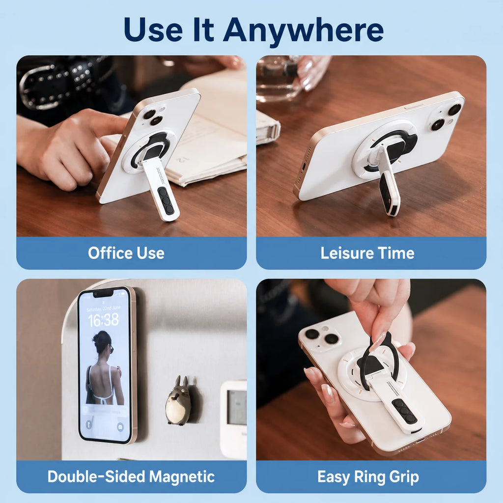 Magnetic Phone Holder, 360° Rotating Foldable Phone Stand, Double-Sided Strong Magnetic Phone Support, Portable Folding Design