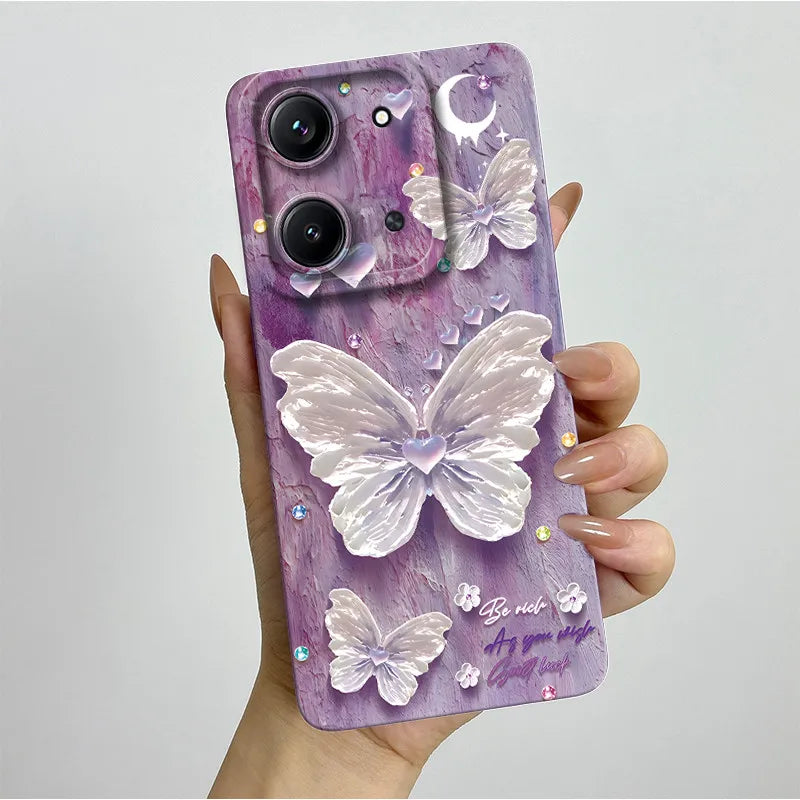 Case For Xiaomi Redmi 15C (171mm) Aesthetic Butterfly Flowers Drop-Resistant Silicone Cover For Xiaomi Poco C85 redmi 15 c Capa