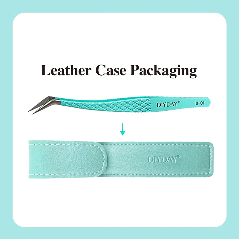 DIYDAY Anti-Slip Tweezers, High-Density Fiber Tip for Eyelash Extensions & Eyebrow, Professional Precision Beauty Tools