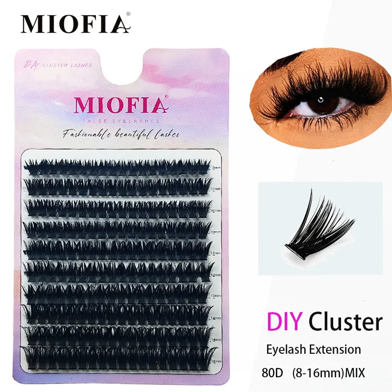 160 Bundle Mink Eyelash Clusters C/D Curl Individual Natural Russia Lashes 8-16mm DIY Eyelash Cluster Extensions Makeup Tools