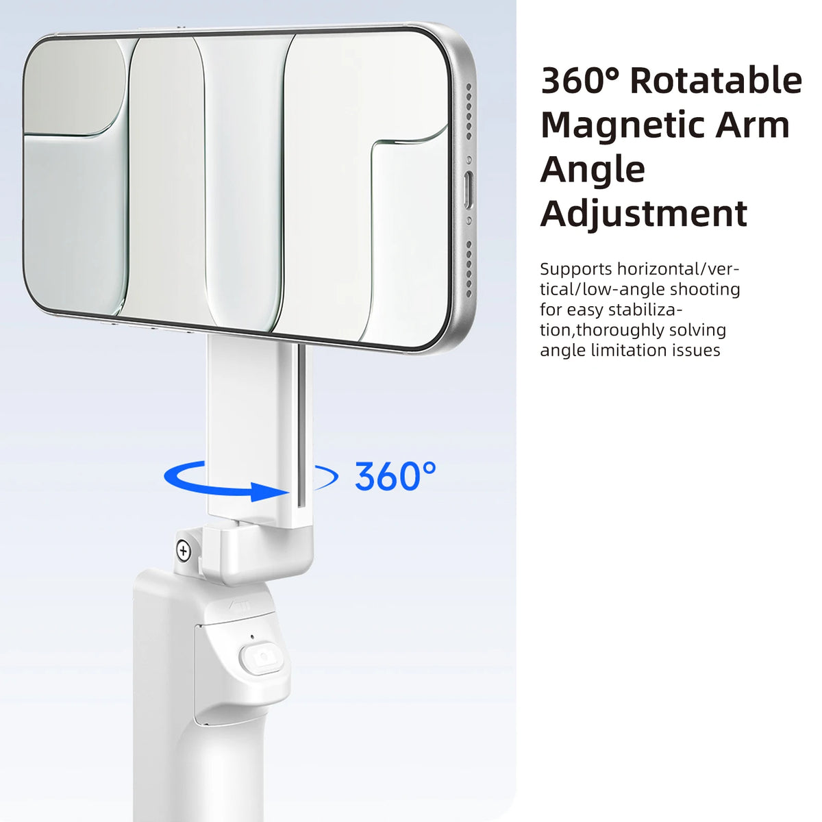Aluminum Magnetic Tripod Mini Selfie Stick Tripod w Remote Shutter 360° Rotatable Phone Grip for iPhone 12-17 Android Vlog Video