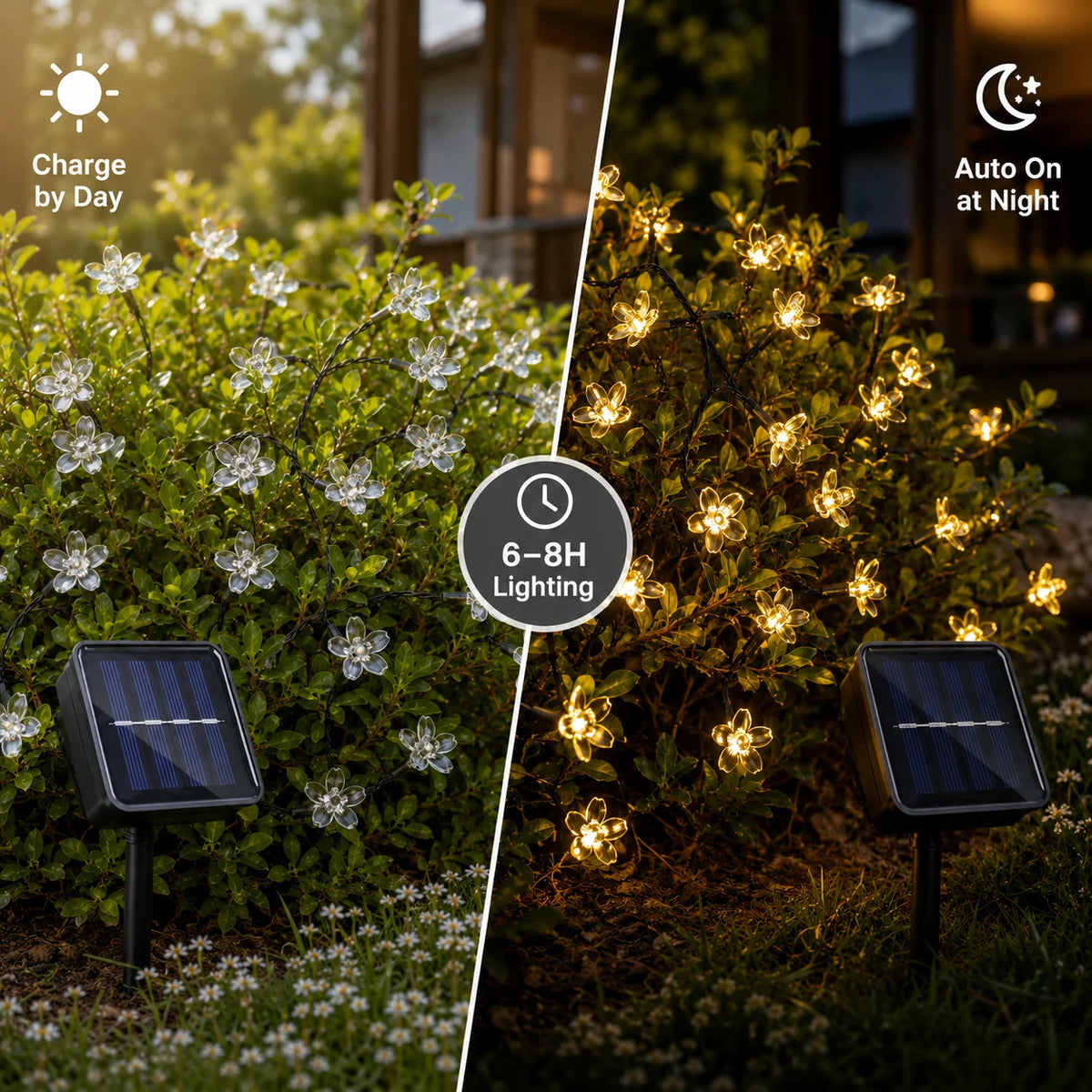 Halloween Lights Solar Cherry Blossom String Lights 5M/7M/12M 20/50/100LED 8 Modes for Garden Patio Haunted House Decor