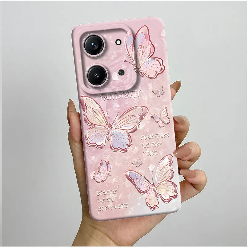 Case For Xiaomi Redmi 15C (171mm) Aesthetic Butterfly Flowers Drop-Resistant Silicone Cover For Xiaomi Poco C85 redmi 15 c Capa