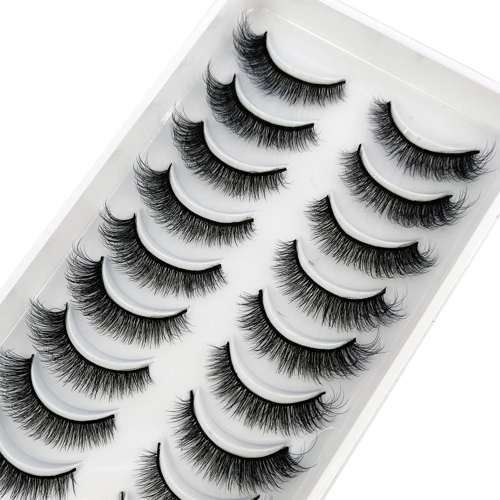 New 10 Pairs 3D Faux Mink Lashes Natural Long Soft Short Lashes Handmade Fake Lashes Makeup Tool Eyelashes Extension Maquiagem